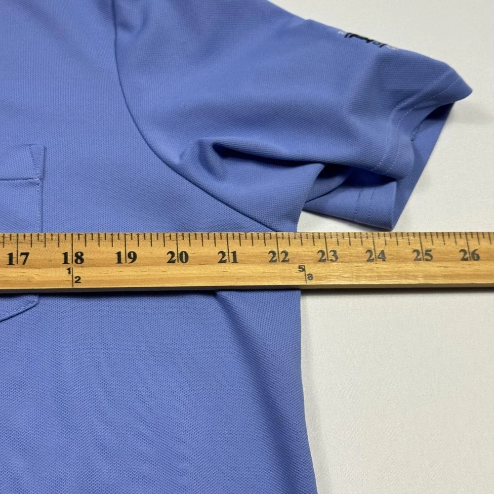 RLX Ralph Lauren Polo Shirt Mens Medium Blue Golf 2012 PGA Quail Hollow Pocket